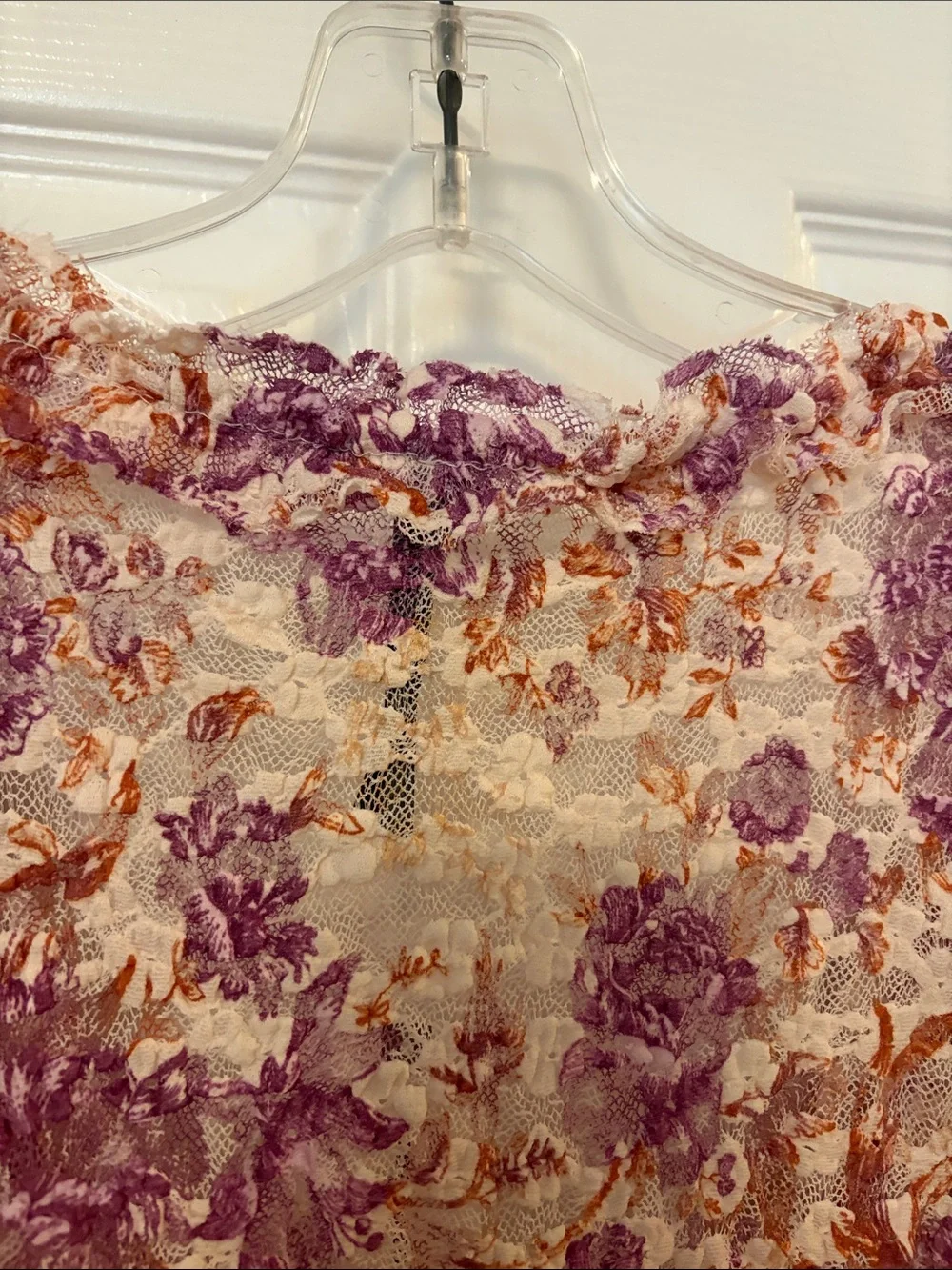 Anthropologie NWT Floral Lace Tie-Front Women's Top - Purple & Cream